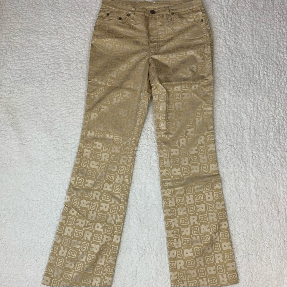 Roccobarocco Jeans Womens Sz 28 Gold Straight Jeans Letters Print Made In Italy